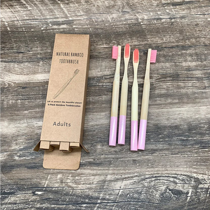 10pcs Round Handle Adult & Children Natural Eco Friendly Travel Tooth Teeth Brush Bamboo Toothbrush With Medium Hard Bristlesth Beauty World Shop