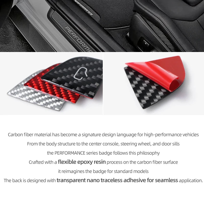 For Tesla Model Y 2019-2025 Juniper Model 3 Highland 2024 Carbon Fiber Car Interior Door Switch Button Trim Stickers Accessories Beauty World Shop