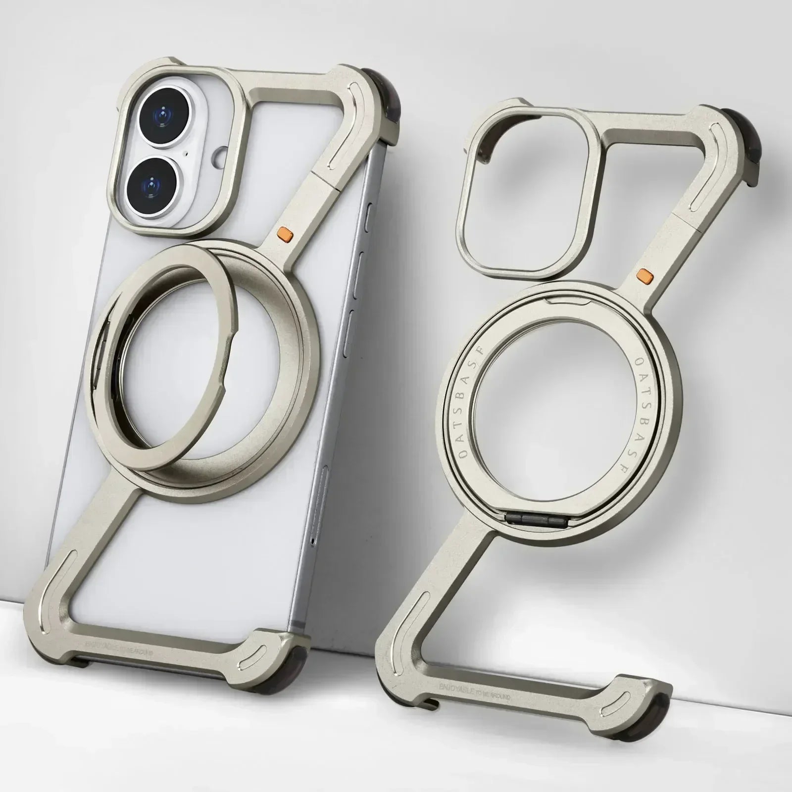 Oatsbasf Z Shape Phone Case for iPhone 16 15 14 Pro Max with Stand 360°Rotatable Magsafe Minimalist Frameless Protective Cover Beauty World Shop