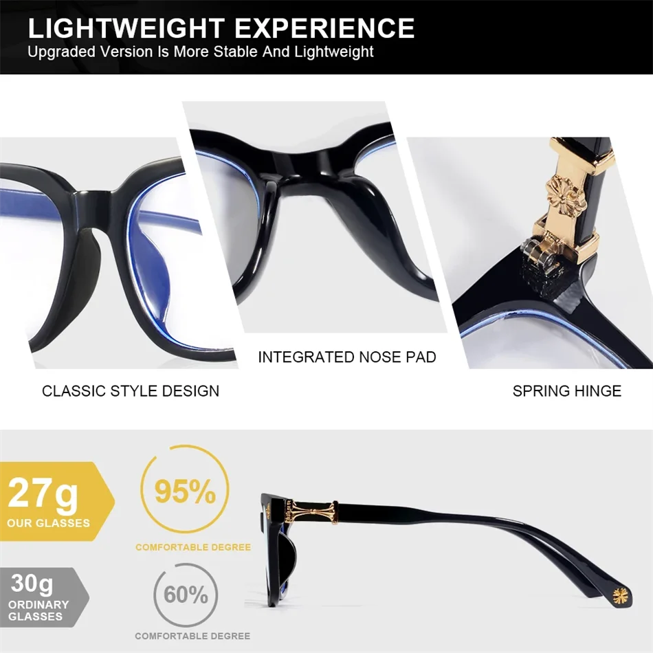 Classic 1Pcs Square Anti Blue Light Glasses For Men And Women Black & Transparent Frame Unisex Computer Wearing Women Glasses Beauty World Shop