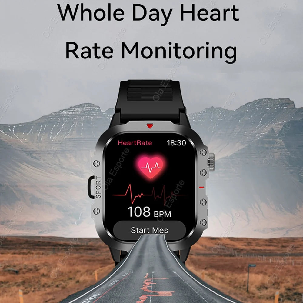 New Military GPS Smart Watch Men Flashlight Compass Waterproof Outdoor Sports Tracker Bluetooth Calls Smartwatch For Android IOS