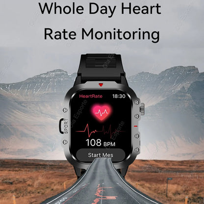 New Military GPS Smart Watch Men Flashlight Compass Waterproof Outdoor Sports Tracker Bluetooth Calls Smartwatch For Android IOS