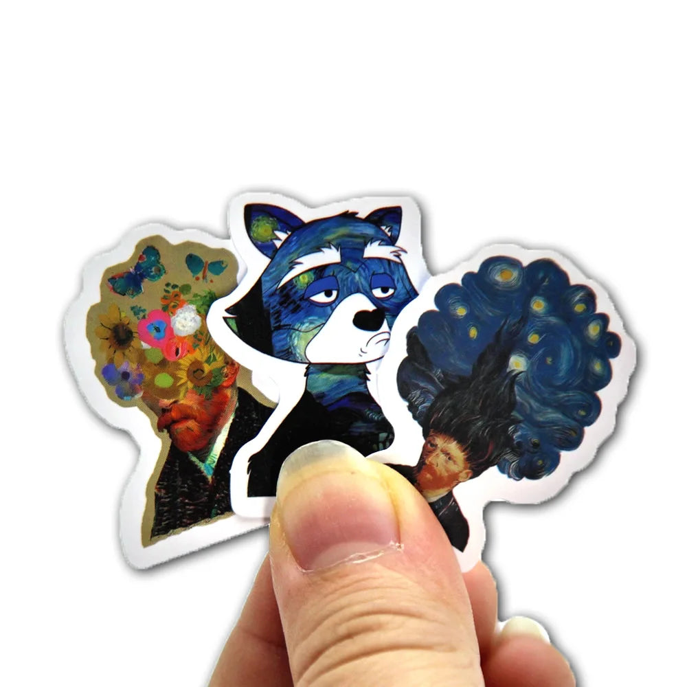 100Pcs Van Gogh Cute Stickers Pack Aesthetic Stationery Supplies Lot Korean Paper Kawaii Office Teacher School Diary Decoration Beauty World Shop