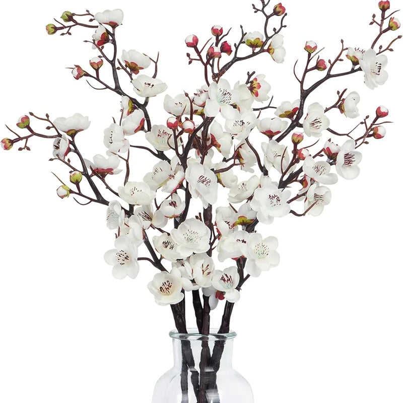 1pc Artificial Flowers Spring Plum Blossom Peach Branch Silk Flowers Home Wedding Party Decoration Christmas Wreaths Accessories Beauty World Shop