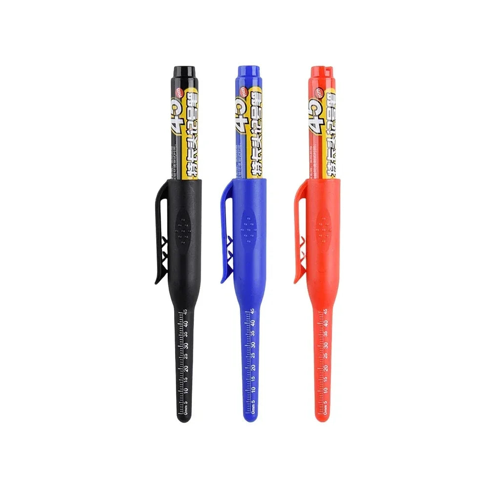 45mm Waterproof Deep Hole Marker Pens Long Nib Head Carpenter Pen Black/Blue/Red Ink for Multi-Purpose Woodworking Hand Tools Beauty World Shop