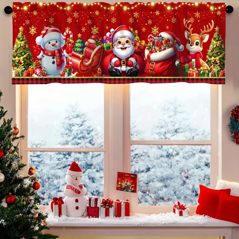 Christmas Short Curtains Valances Merry Christmas Decorations For Home 2025 Xmas Navidad Kitchen Bedroom Ornaments New Year 2026 Beauty World Shop