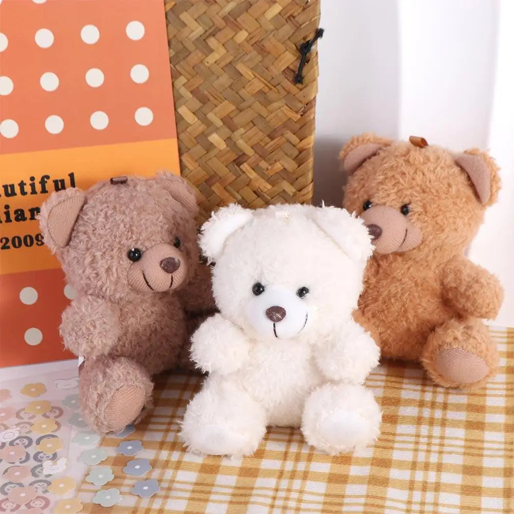 Stuffed Animals Plush Little Bear keychain Plush Doll Animal Bear Curly Plush Sitting Doll Couple Toy Soft Bear Bag Pendant Beauty World Shop