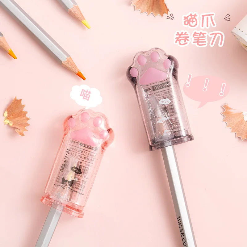 Kawaii Cat Paw Shaped Pencil Sharpener Stationery Kids Gift  Cute School Supplies  Korean Stationery Beauty World Shop