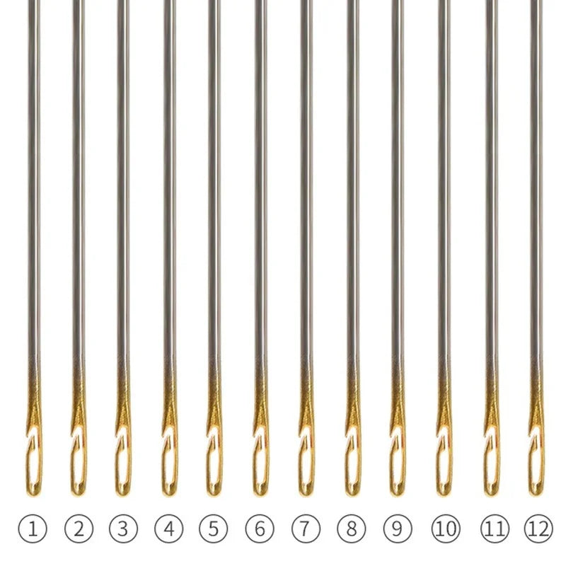 30pcs Blind Sewing Needle Elderly Stainless Steel Quick Automatic Self-Threading Needle Stitching Pins DIY Punch Needle Threader Beauty World Shop