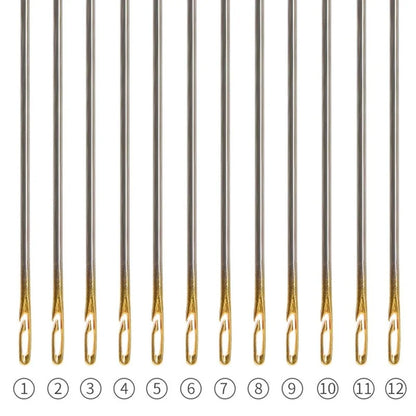 30pcs Blind Sewing Needle Elderly Stainless Steel Quick Automatic Self-Threading Needle Stitching Pins DIY Punch Needle Threader Beauty World Shop