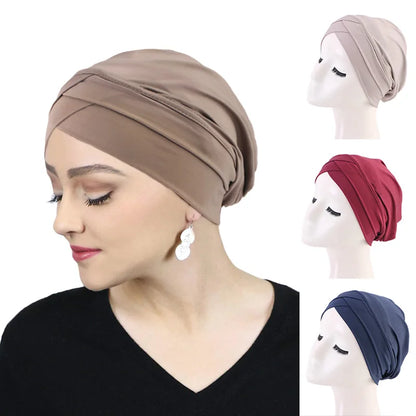 New Women cross muslim hijab inner hat Islamic UnderScarf Arab Wrap Chemo Bandana Muslim Scarf Hijab Bonnet Cap Indian Hat Beauty World Shop