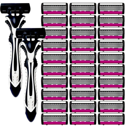 6-layer classic razor, razor set, stainless steel blade, manual safety razor, reusable blade, silicone anti-skid layer Beauty World Shop