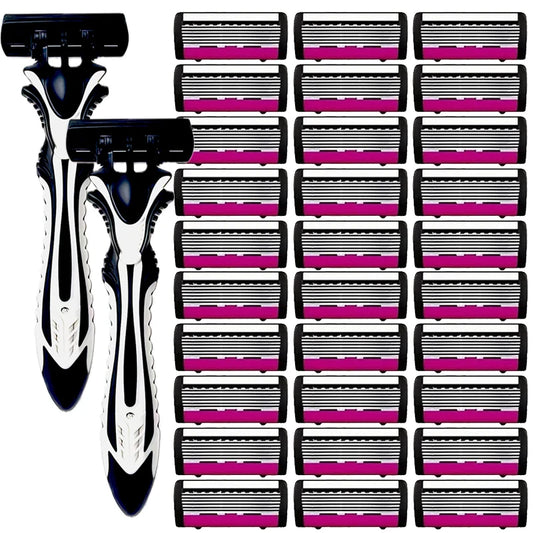 6-layer classic razor, razor set, stainless steel blade, manual safety razor, reusable blade, silicone anti-skid layer Beauty World Shop