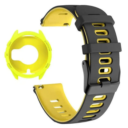 Case+Strap Compatible for Garmin Forerunner 965 Strap 22mm Two Tone Sports Silicone Band Soft Hollow Protector Cover (wihtout fi