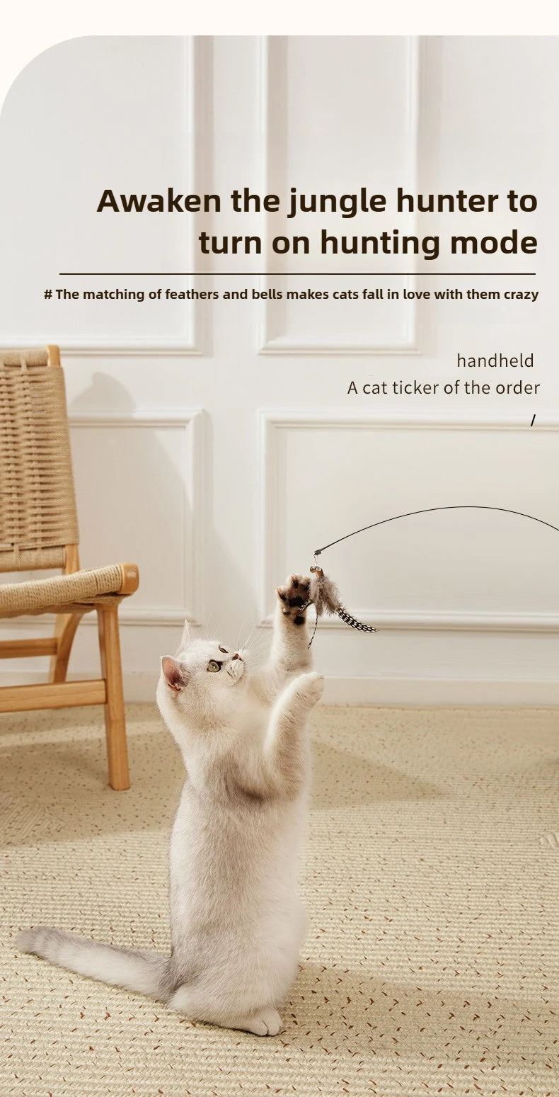 Extended telescopic cat stick Cat Toys 1.8m Scratch Resistant Pet Accessories Telescopic Fishing Rod with Feather for Active Cat