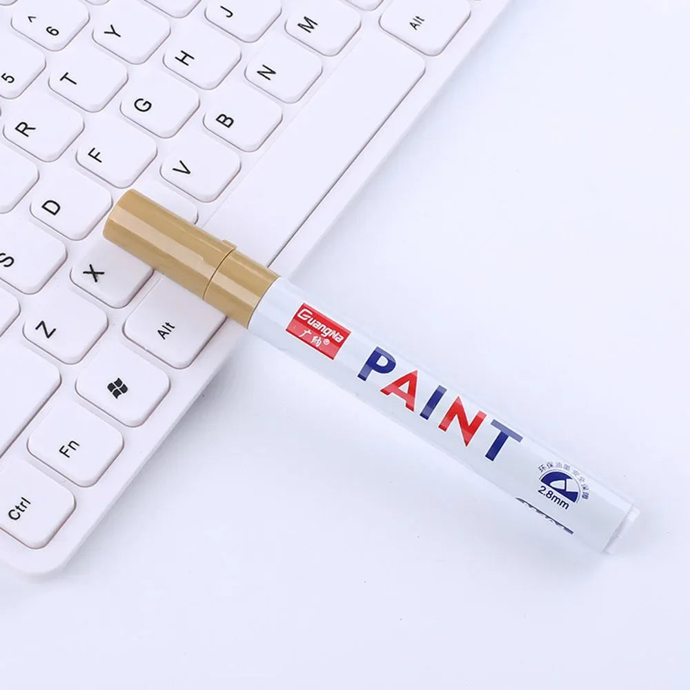 Car Paint Pen Waterproof Car Wheel Tire Oily Painting Mark Pen Auto Rubber Tyre Tread CD Metal Permanent Paint Marker Beauty World Shop