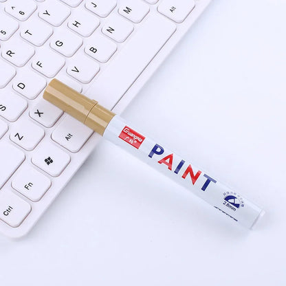 Car Paint Pen Waterproof Car Wheel Tire Oily Painting Mark Pen Auto Rubber Tyre Tread CD Metal Permanent Paint Marker Beauty World Shop