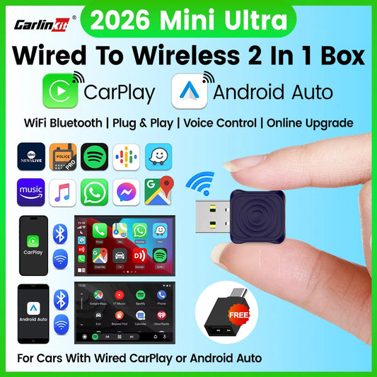 CarlinKit 5.0 Mini Ultra Wireless Adapter Wireless CarPlay Android Auto For OEM Car Plug and Play WiFi Bluetooth Auto Connection Beauty World Shop