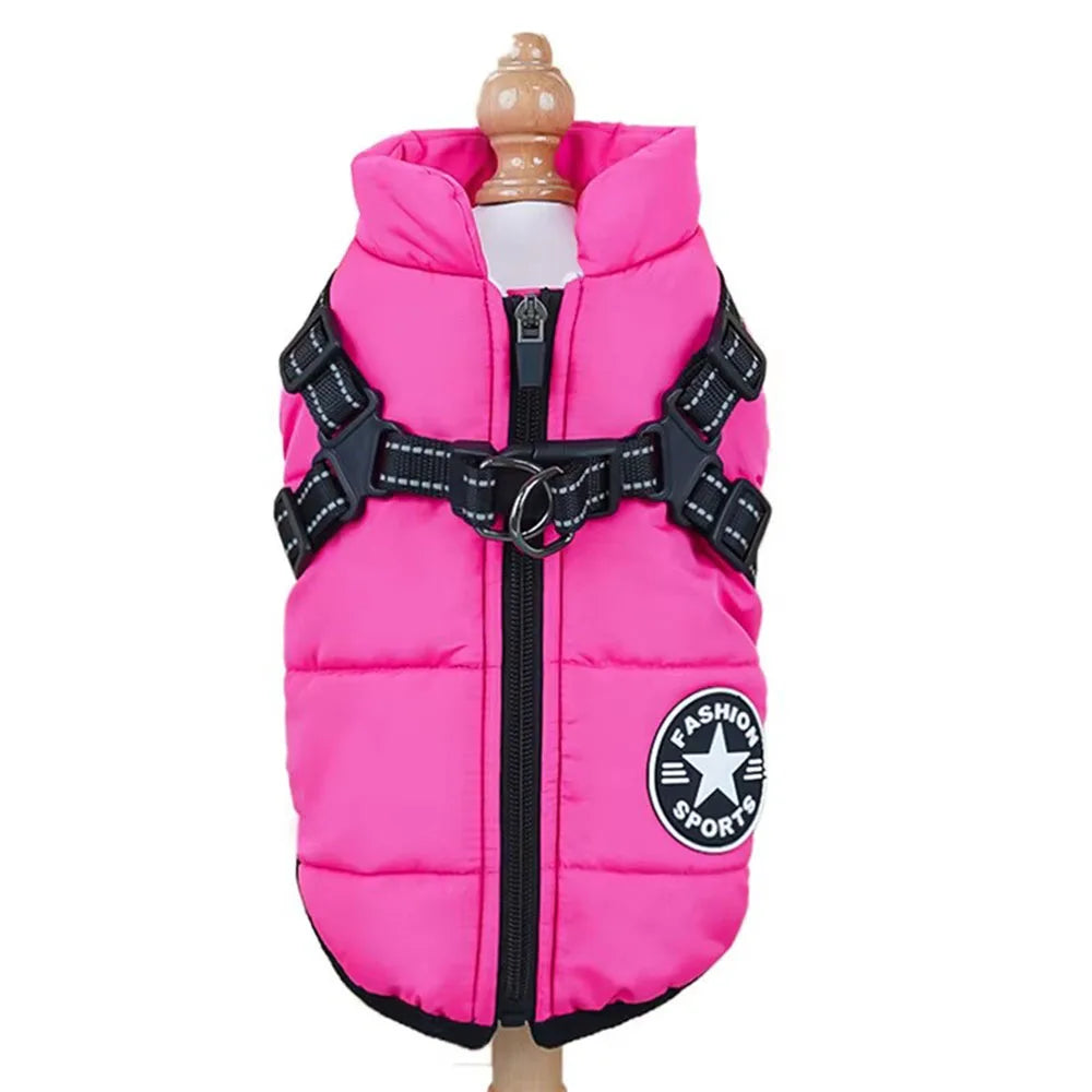 Thick and Warm Waterproof Pet Clothes Dog and Cat Cotton Coats Winter Chest and Back Cat Cotton Vests Dog Supplies
