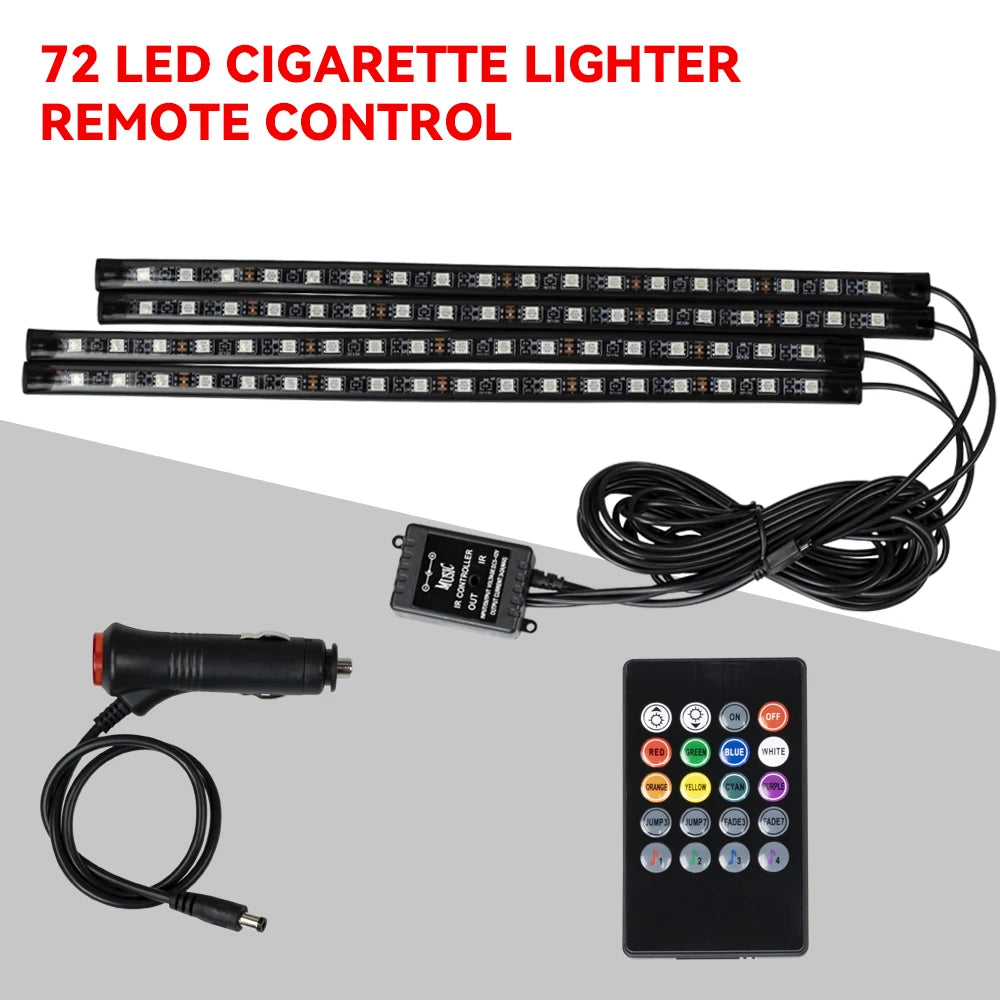 Neon 36 48 72 LED Car Interior Ambient Foot Light Wireless Remote Music APP Control Auto RGB Atmosphere Decorative Lamp Beauty World Shop