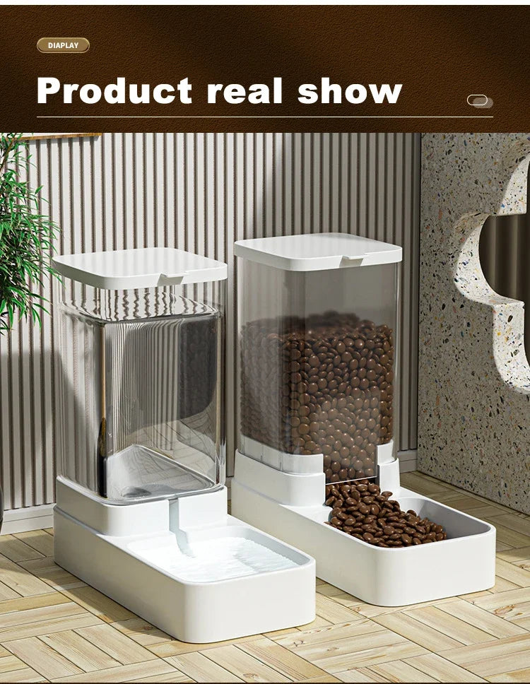 Large Capacity Automatic Gravity Pet Feeder and Water Dispenser Dual Bowl Leak Proof for Cats Dogs Home Travel Feeding Station Beauty World Shop