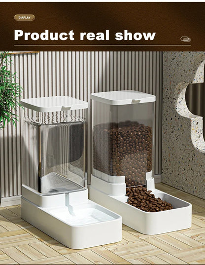 Large Capacity Automatic Gravity Pet Feeder and Water Dispenser Dual Bowl Leak Proof for Cats Dogs Home Travel Feeding Station Beauty World Shop