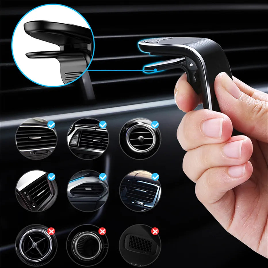 Magnetic Car Phone Holder Air Vent Clip Mount 360 Rotation Mobile Bracket GPS Cell Phone Stand in Car For IPhone Samsung Huawei Beauty World Shop