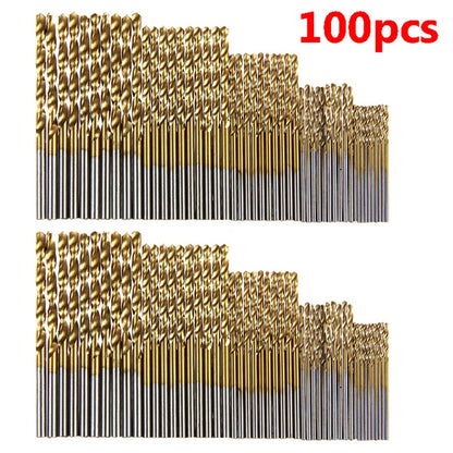 100/50Pcs Titanium Coated Drill Bits HSS High Speed Steel Set Tool Quality Power Tools 1/1.5/2/2.5/3mm Beauty World Shop