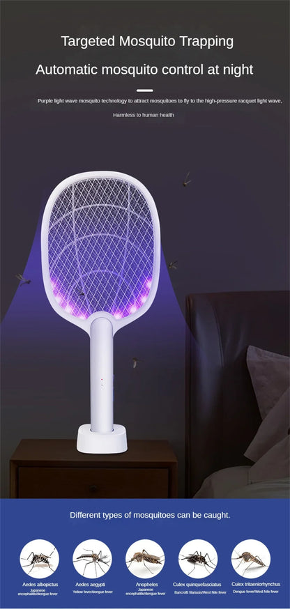 Mosquito Killer Lamp USB Rechargeable Electric Foldable Mosquito Killer Racket Fly Swatter Repellent Lamp Zapper Insects Racket Beauty World Shop