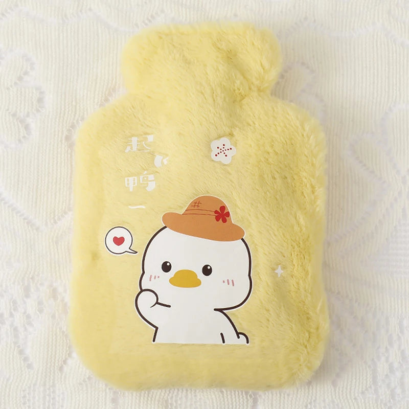 Cartoon Plush Rabbit Bear Hot Water Bottle Water Filling Velvet Small Portable Student Hand Warmer Cute Warm Water Bag Beauty World Shop