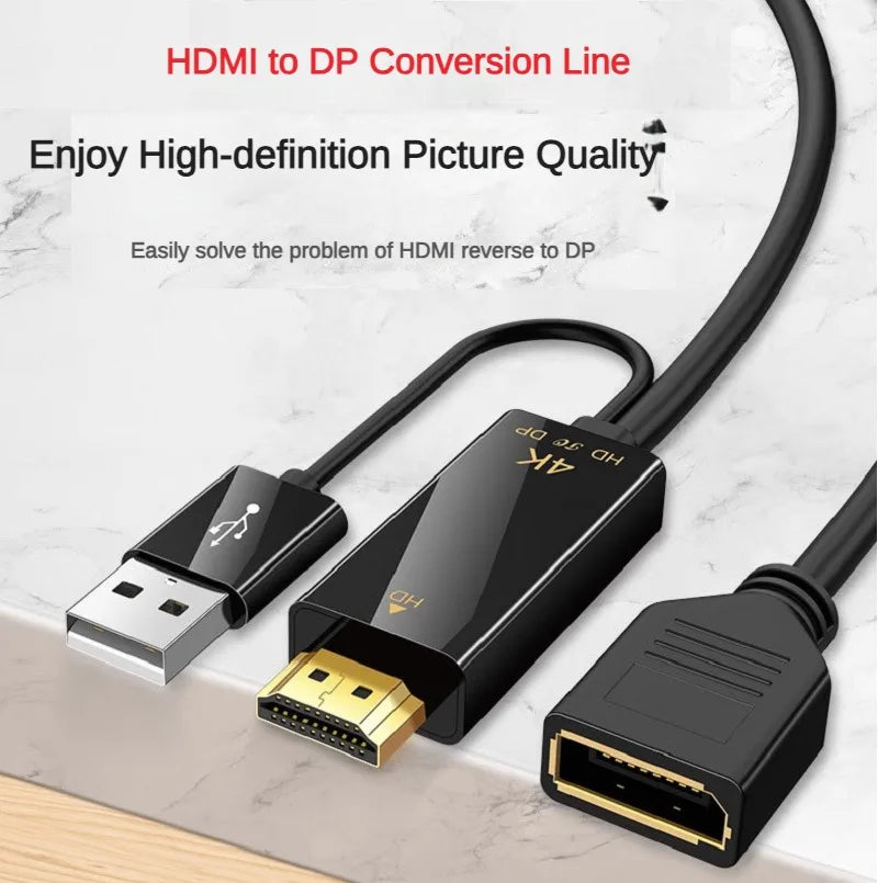 HDMI-Compatible To DisplayPort Cable 4K@60Hz 2K@120Hz HDMI-Compatible Source To DP Display Monitor Cable for PC Laptop PS5 Xbox Beauty World Shop