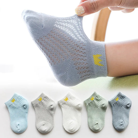 5 Pairs/lot Children Ultrathin Mesh Socks Baby Boys Girls Summer Cute Cotton Breathable Thin Soft Boat Socks Kids Socks 0-6 year THee STORE