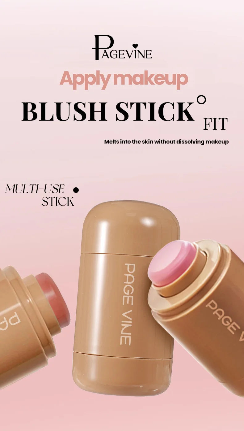 New Blush Stick 3-in-1 Cheek Lip Tinted Moistured Blush Stick Silky Brighten Blush Cream Blusher Cosmetics Tubes Matte Contour Beauty World Shop