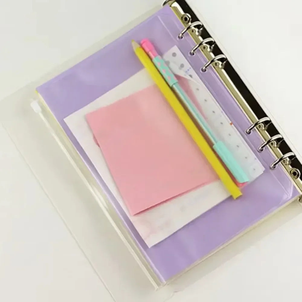 10Pcs  A5 A6 A7 Binder Pocket Binder Zipper Folders for 6 Ring Notebook Divider Page Waterproof PVC Leaf Document Filing Bag Beauty World Shop