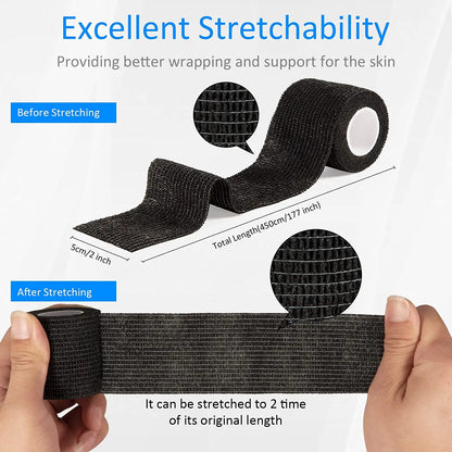3/6/12/24/48 PCS Tattoo Grip Cover Wrap Disposable Black  Bandage For Tattoo Grip Bandage Machine Tape Tube Accessories Beauty World Shop