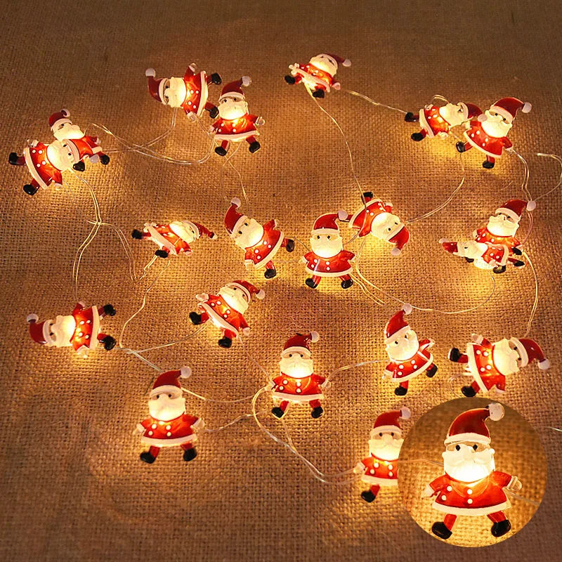2M 20LED Santa Claus Snowflake LED Light String Christmas Decoration For Home Xmas Tree Ornament 2025 Navidad Kids Gift New Year Beauty World Shop