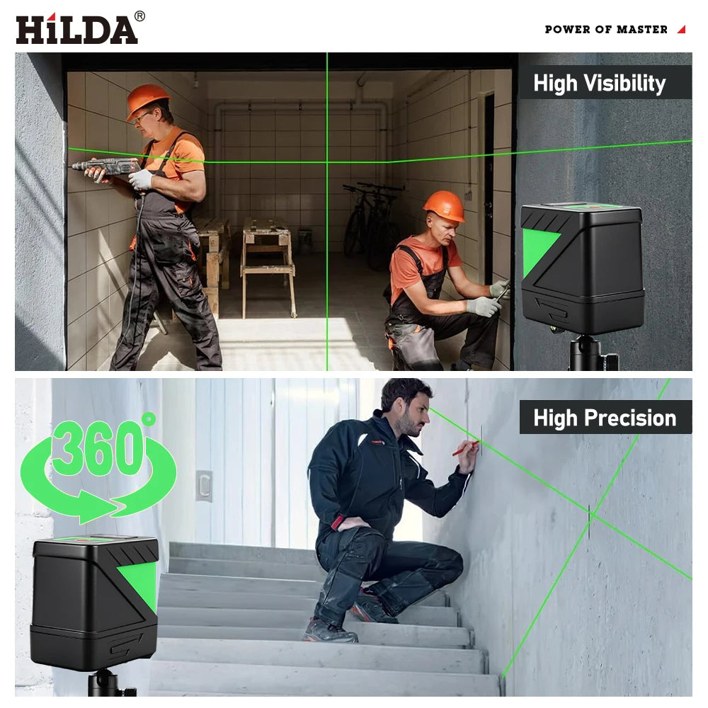 HILDA 2 Lines Laser Level Self Levelling Green Beams Laser Horizontal Vertical Cross Line Mini Laser Level Beauty World Shop