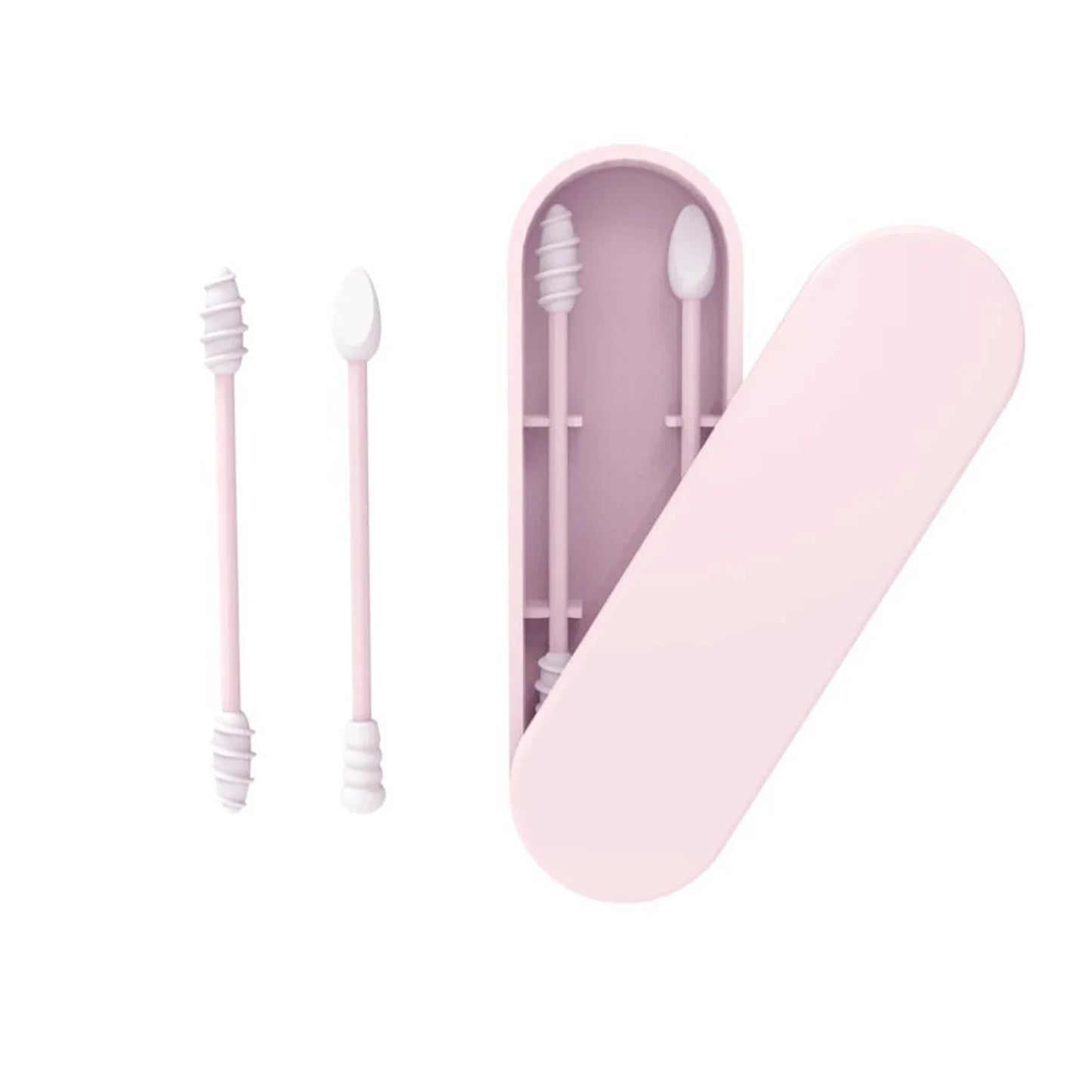 2Pcs Reusable Silicone Ear Swabs with Case Ear Cleaning Cosmetic Silicone Buds Swabs Sticks Double-headed For Cleaning Makeup Beauty Trend Shop