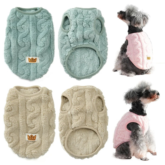 Fleece Warm Dog Cloth Sleeveless Soft Cozy Plush Vest Puppy Winter Overall for Small Medium Pet Sweatshirt  for Dog and Cat Beauty World Shop