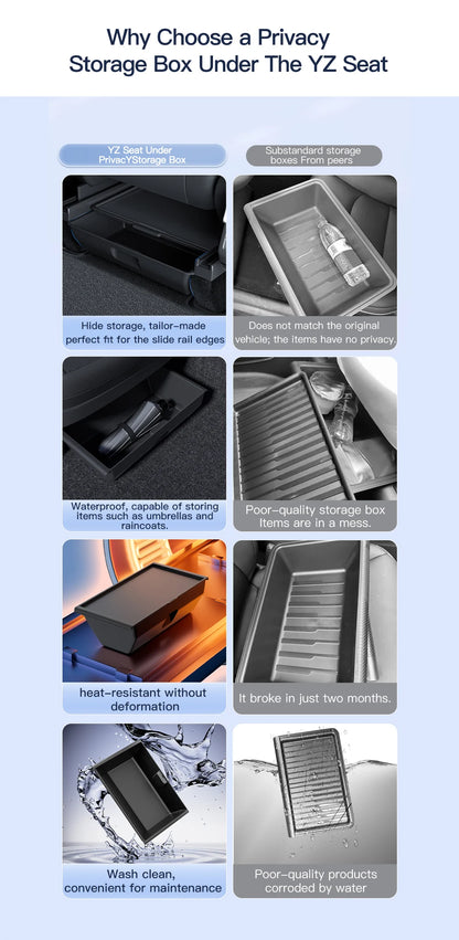 YZ For Tesla Model Y Juniper 2026 Underseat Storage Box Seats Drawer TPE Hidden Storage Tray Push Pull Car Organizer Accessories Beauty World Shop