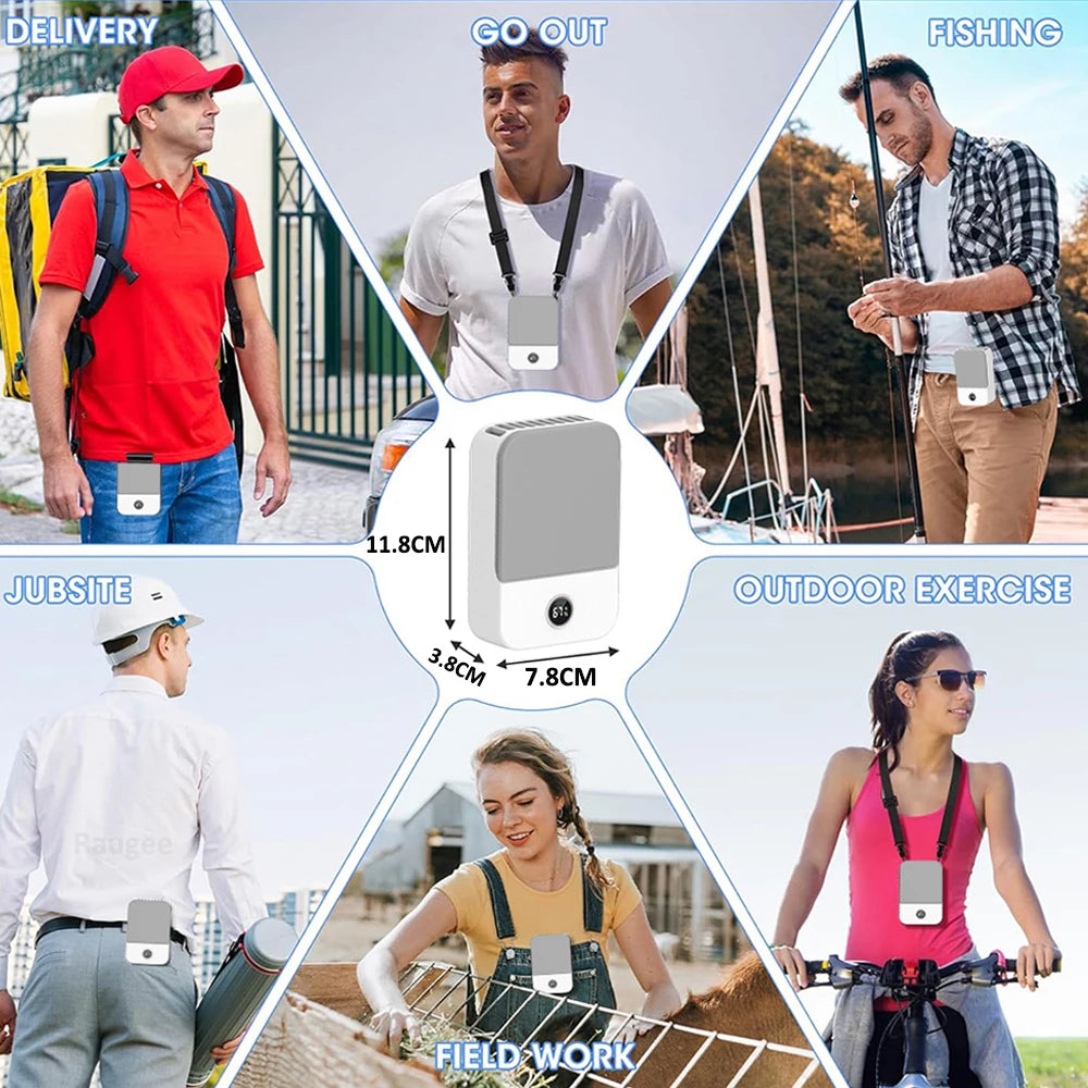 Waist Fan Portable Outdoor Mini Hanging Neck Fan 3 Gear Strong Wind Bladeless Waist Neck Fan Air Cooler USB Fan 2000Mah Beauty World Shop