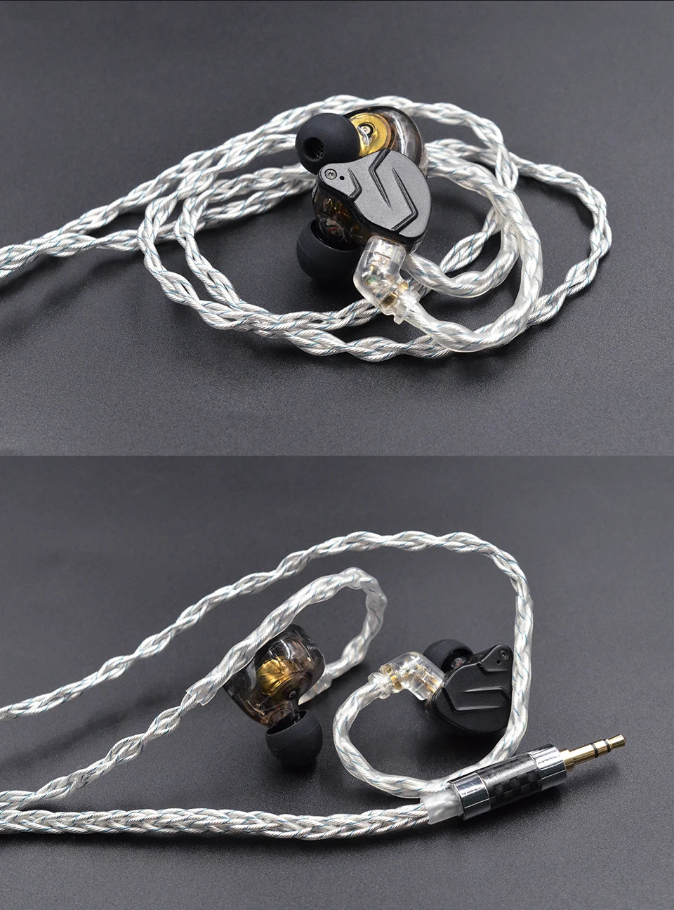 KZ Earphones Cable 8 Core Silver Blue Hybrid 784 Cores Silver Plated Upgrade Cable 2Pin 3.5mm Plug Heaset Wire KZ ZSXPRO ZS10PRO