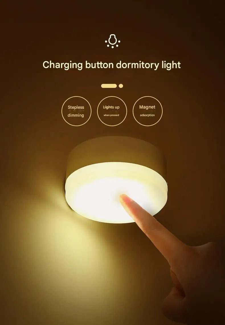 New dormitory night light bedside light learning desk lamp eye protection charging energy-saving button magnetic student light w Beauty Fashion