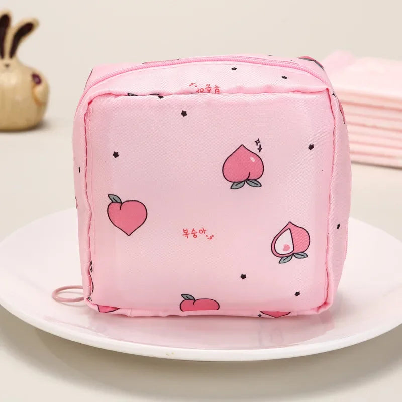 Women Sanitary Napkin Tampon Storage Bag Portable Waterproof Organizer Pouch Cartoon Pattern Sanitary Napkin Bag Beauty Trend Shop