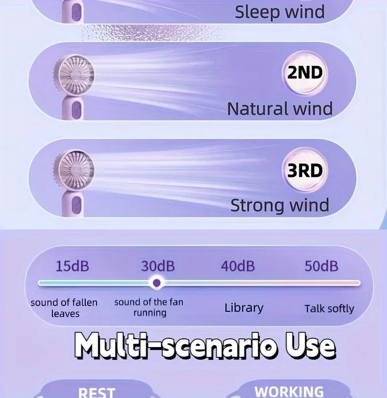 Mini Handheld Fan 3-Speed Strong Wind USB Rechargeable Long Lasting Portable Desk Fan For Students Office Outdoor Travel Camping Beauty World Shop