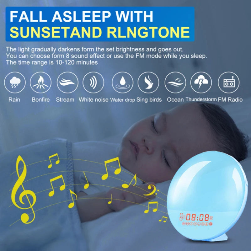 Wake Up Light Alarm Clock with Sunrise/Sunset Simulation Dual Alarms FM Radio Nightlight 7 Colors Natural Sounds Snooze Beauty World Shop