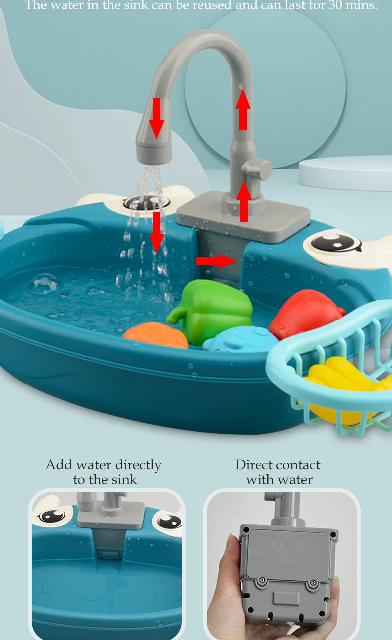 Dishwasher Toys, Kitchen Sink Electric Playing with Running Water  Automatic Water Cycle System Simulated kitchen accessories Beauty World Shop
