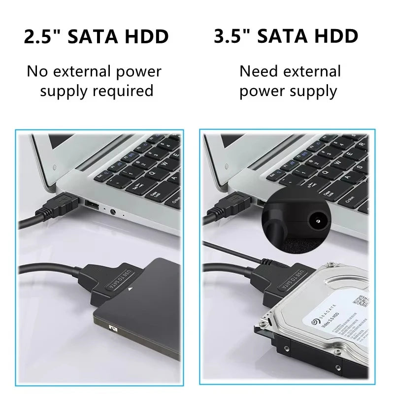 SATA to USB3.0 Adapter Cable for 3.5/2.5 Inch SSD HDD SATA III Hard Drive Disk Converter Support UASP with 12V Power Adapter Beauty World Shop