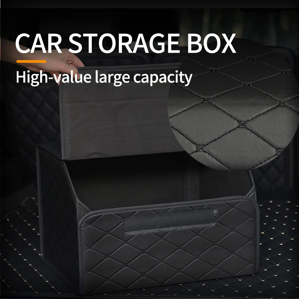 Car PU Leather Trunk Storage Box Portable Foldable Storage Car Multiuse Storage Car Trunk Bag Auto Storag Box Beauty World Shop