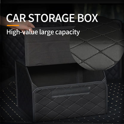 Car PU Leather Trunk Storage Box Portable Foldable Storage Car Multiuse Storage Car Trunk Bag Auto Storag Box Beauty World Shop